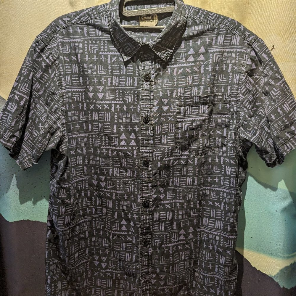 Short Sleeve Retro Pattern Button Down